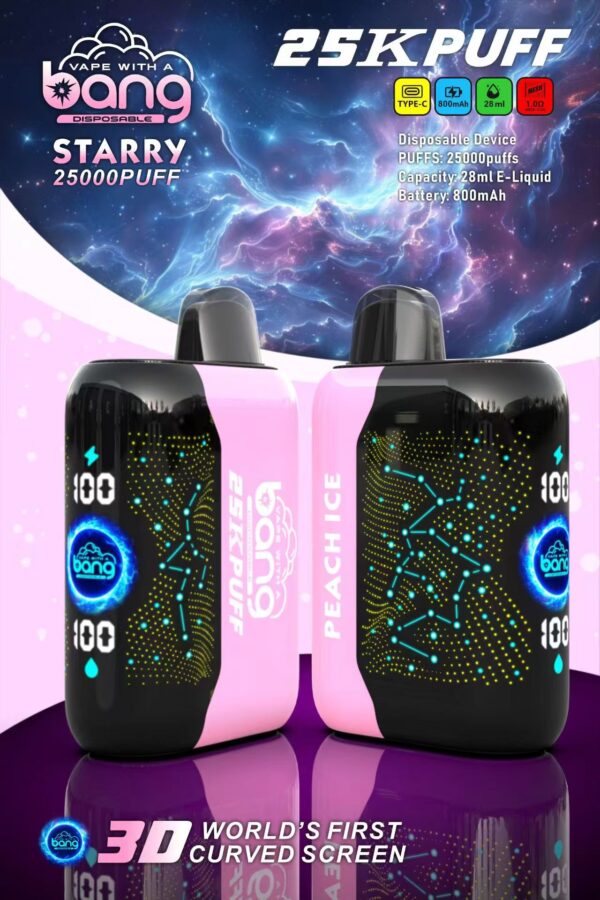 Buy Bang Starry 25000 Disposable Vape – 25000 Puffs, 28mL E-liquid, Type-C Fast Charging, 800mAh Power