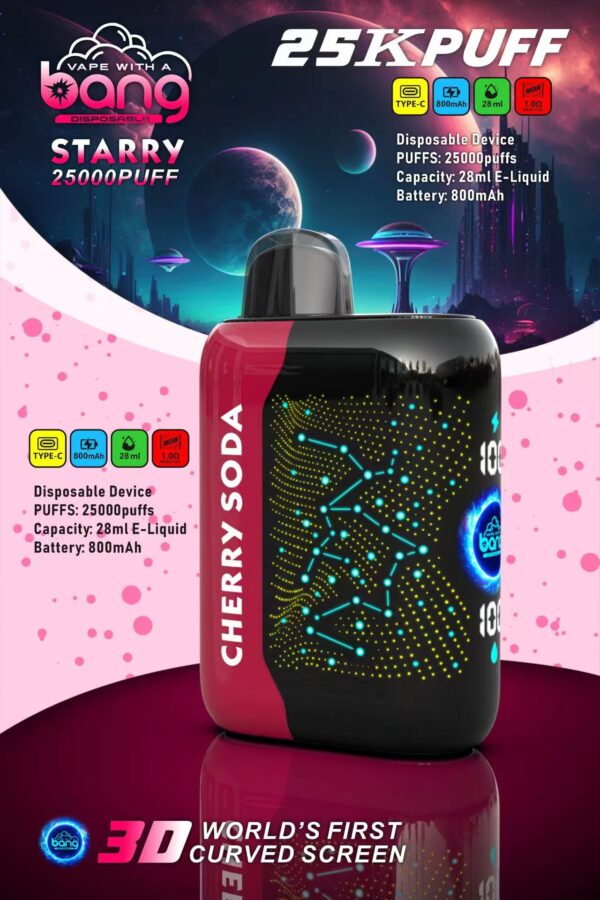 Buy Bang Starry 25000 Disposable Vape – 25000 Puffs, 28mL E-liquid, Type-C Fast Charging, 800mAh Powerv