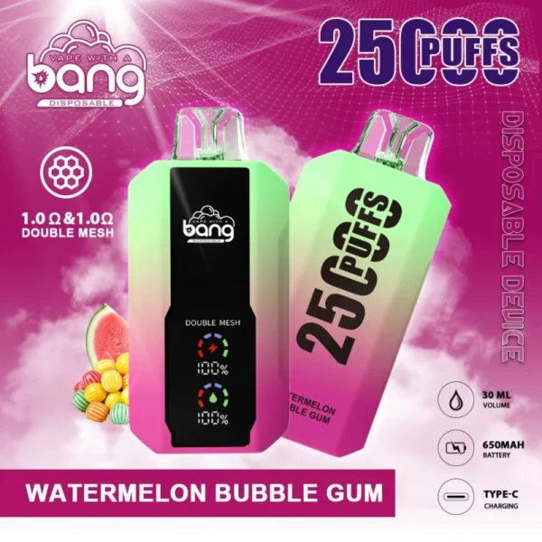 Bang 25000 | High-Capacity Disposable Vape | 25K Puffs | Mesh Coil Smoothness | Adjustable Draw Resistance