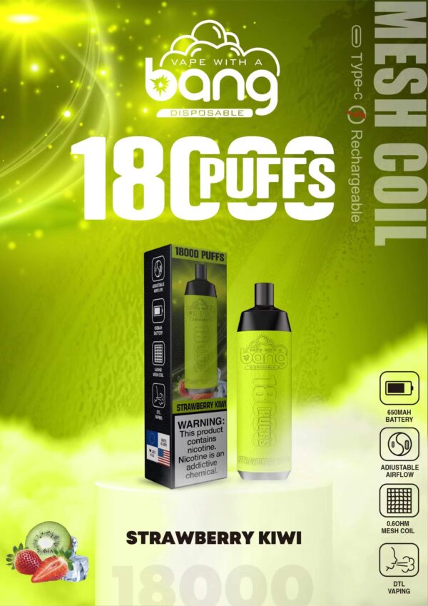 Buy Bang Crown Bar 18000 Disposable Vape – 18000 Puffs, 20mL Juice, Adjustable Airflow, Fast Type-C Recharge
