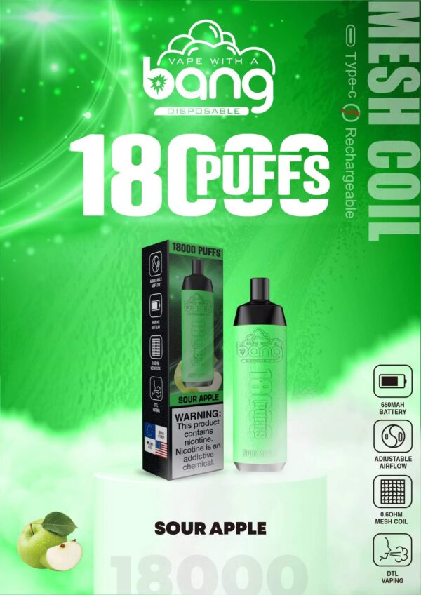 Buy Bang Crown Bar 18000 Disposable Vape – 18000 Puffs, 20mL Juice, Adjustable Airflow, Fast Type-C Recharge