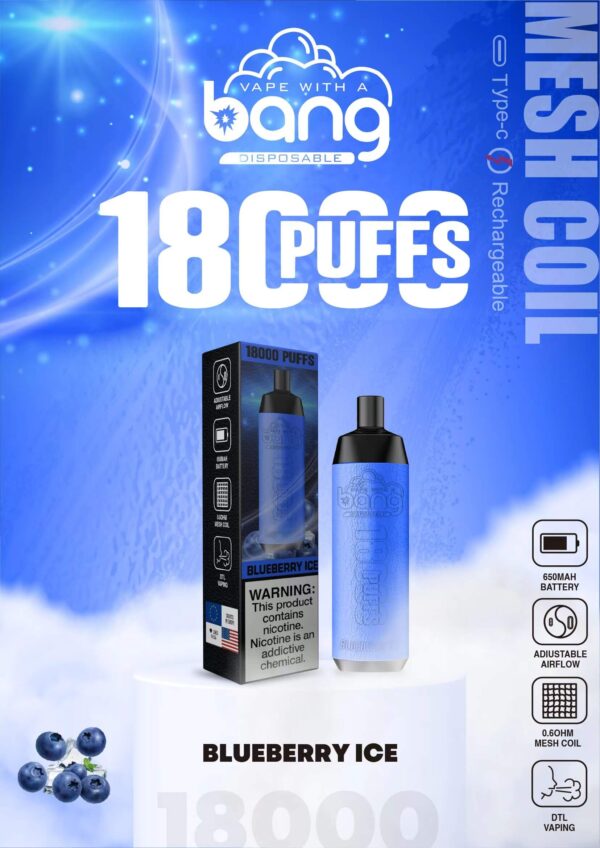Buy Bang Crown Bar 18000 Disposable Vape – 18000 Puffs, 20mL Juice, Adjustable Airflow, Fast Type-C Recharge