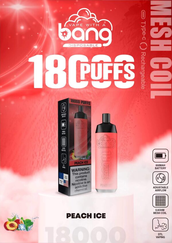 Buy Bang Crown Bar 18000 Disposable Vape – 18000 Puffs, 20mL Juice, Adjustable Airflow, Fast Type-C Recharge