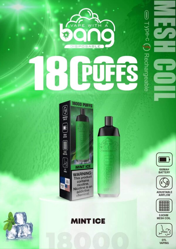 Buy Bang Crown Bar 18000 Disposable Vape – 18000 Puffs, 20mL Juice, Adjustable Airflow, Fast Type-C Recharge