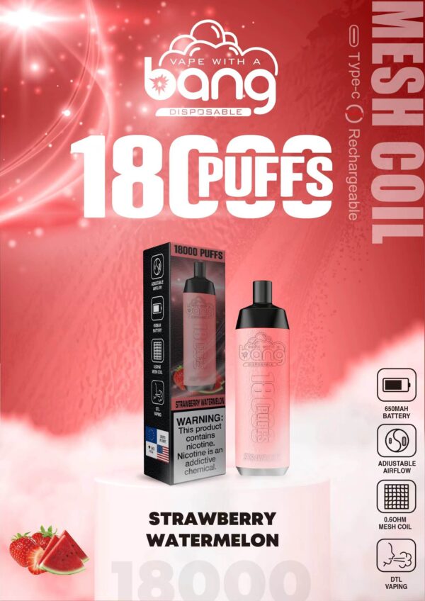 Buy Bang Crown Bar 18000 Disposable Vape – 18000 Puffs, 20mL Juice, Adjustable Airflow, Fast Type-C Recharge