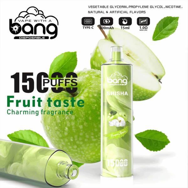 Bang SHISHA 15000 | High-Capacity Disposable Vape | 15K Puffs | Deep Lung Inhalation | Smooth Flavor