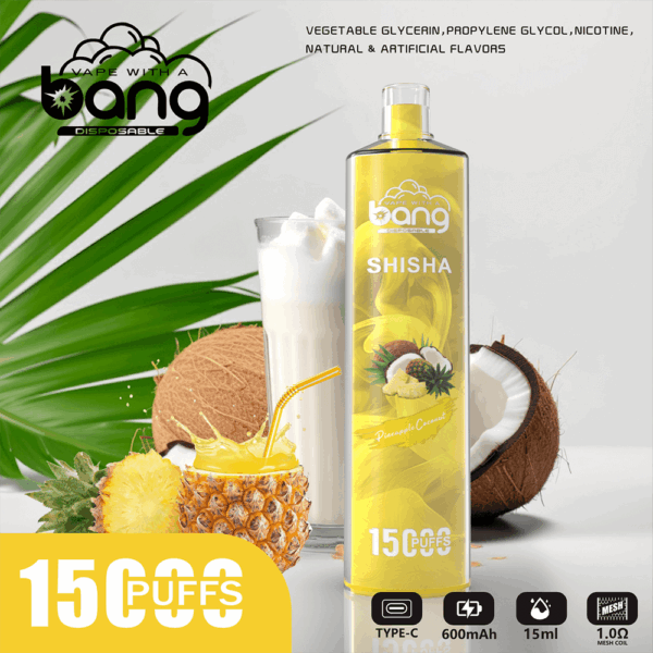 Bang SHISHA 15000 | High-Capacity Disposable Vape | 15K Puffs | Deep Lung Inhalation | Smooth Flavor