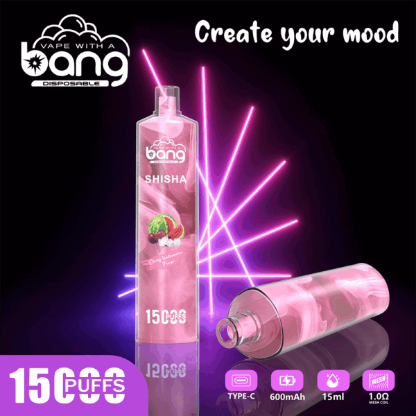 Bang SHISHA 15000 | High-Capacity Disposable Vape | 15K Puffs | Deep Lung Inhalation | Smooth Flavor