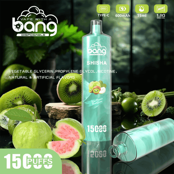 Bang SHISHA 15000 | High-Capacity Disposable Vape | 15K Puffs | Deep Lung Inhalation | Smooth Flavor