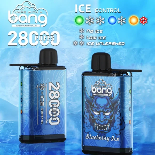 Designed for versatility and performance, the Bang 28000 Ice Disposable Vape offers up to 28,000 puffs, powered by a precision 1.0Ω mesh coil and a 650mAh Type-C rechargeable battery. Featuring a 30mL e-liquid capacity, adjustable ice control (No Ice, Low Ice, Ice Unleashed), and an independent adjustable airflow system, it ensures a tailored vaping experience. Available in 12 premium flavors with customizable nicotine strengths (0%-5%).