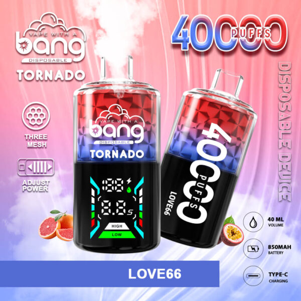 Bang Tornado 40000 | High-Capacity Disposable Vape | 40000 Puffs | 40mL Juice | Long Battery Life