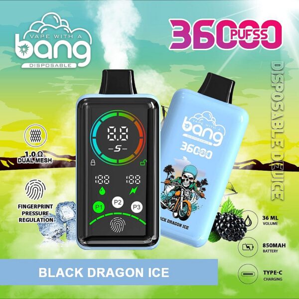 Bang 36000 Power Disposable Vape – 36000 Puffs, Fingerprint Power Control, Dual Mesh Coil, 36mL E-liquid