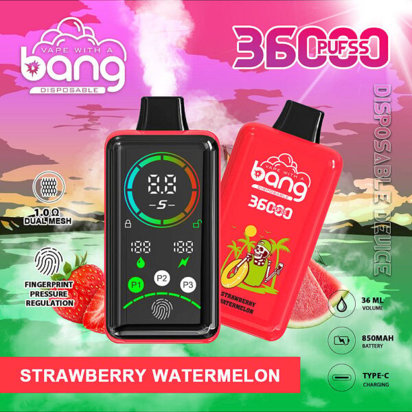 Bang 36000 Power Disposable Vape – 36000 Puffs, Fingerprint Power Control, Dual Mesh Coil, 36mL E-liquid