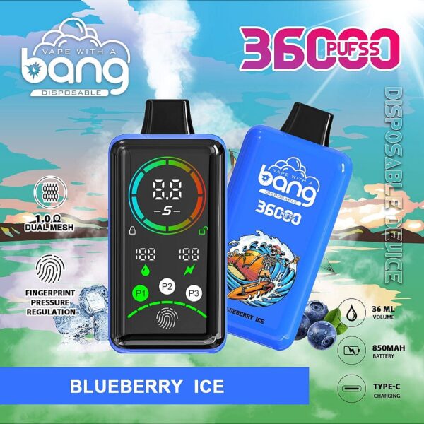 Bang 36000 Power Disposable Vape – 36000 Puffs, Fingerprint Power Control, Dual Mesh Coil, 36mL E-liquid