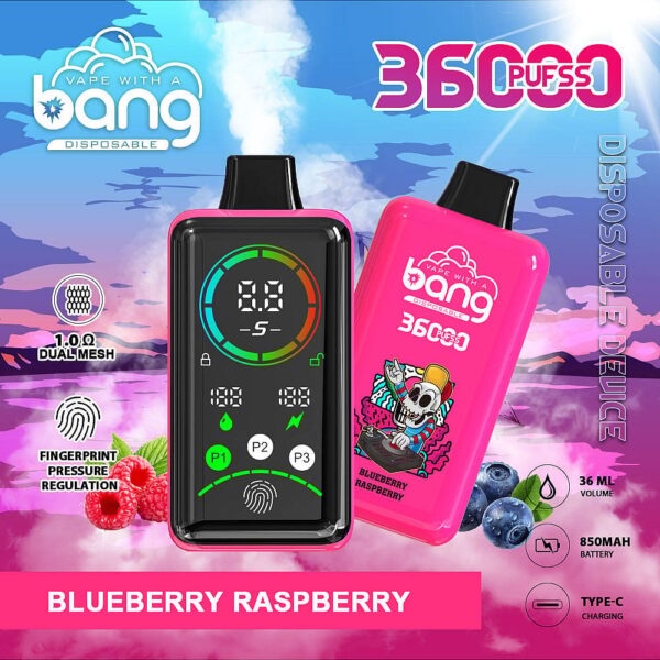 Bang 36000 Power Disposable Vape – 36000 Puffs, Fingerprint Power Control, Dual Mesh Coil, 36mL E-liquid