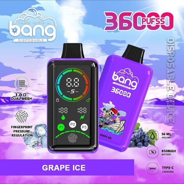 Bang 36000 Power Disposable Vape – 36000 Puffs, Fingerprint Power Control, Dual Mesh Coil, 36mL E-liquid