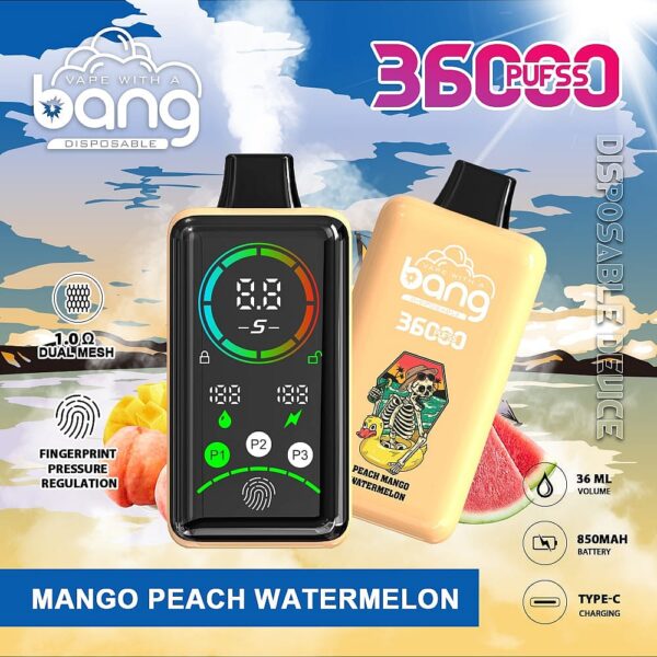 Bang 36000 Power Disposable Vape – 36000 Puffs, Fingerprint Power Control, Dual Mesh Coil, 36mL E-liquid
