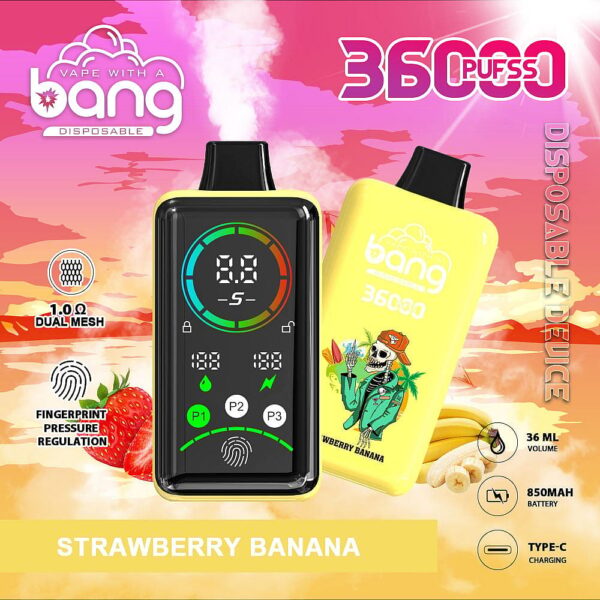Bang 36000 Power Disposable Vape – 36000 Puffs, Fingerprint Power Control, Dual Mesh Coil, 36mL E-liquid