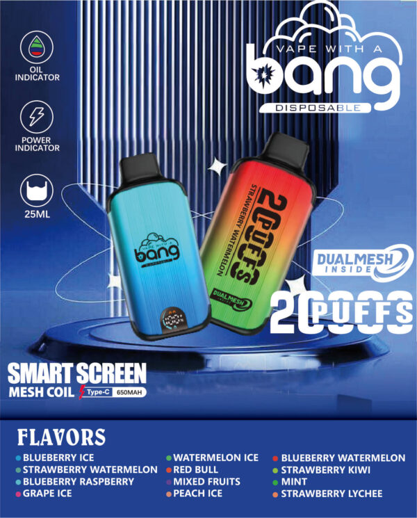 Bang 20000 | Long-Lasting Disposable Vape | 20K Puffs | 650mAh Battery | Rich Fruit Flavor Collection