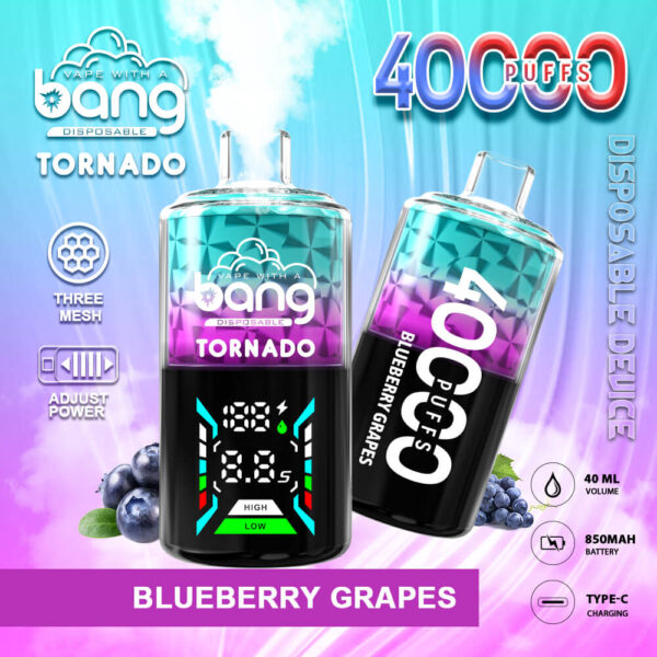 Bang Tornado 40000 | High-Capacity Disposable Vape | 40000 Puffs | 40mL Juice | Long Battery Life