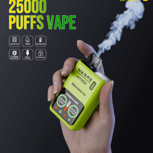 Buy WASPE 25000 Vape | 25K Puffs | Digital Display | 25mL Salt Nic | Dual Mesh Coil | USB-C Fast Charging | Child Lock | 650mAh Battery | 0%-5% Nicotine | Disposable Vape Pen