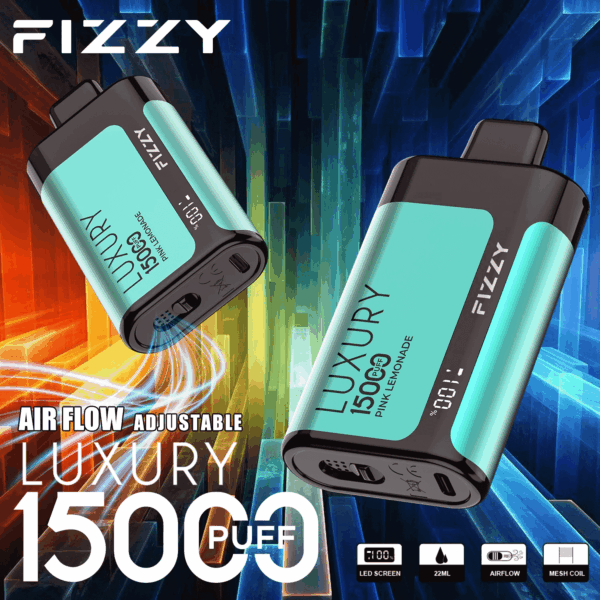 fizzy Luxury 15000 Disposable Vape | 15K Puffs | 22mL E-liquid | Mesh Coil | 2%/5% Nicotine | 650mAh Type-C Recharge | 12 Flavors
