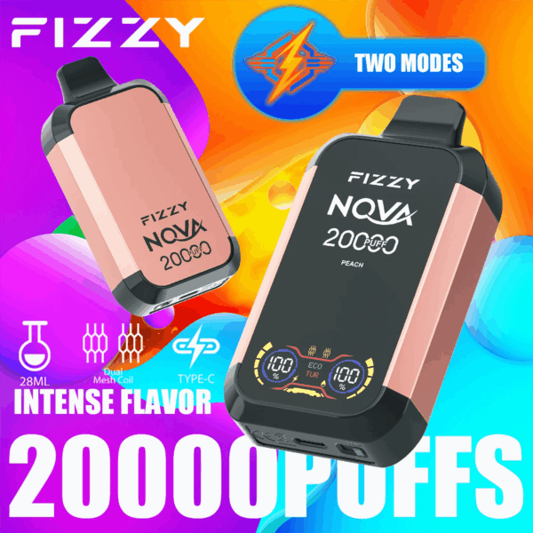Buy fizzy Nova 20000 Vape – 28mL | 20,000 Puffs | Mesh Coil | Type-C Fast Charging | 2% 5% Nicotine Salt | Sleek Design | 24 Flavor Options