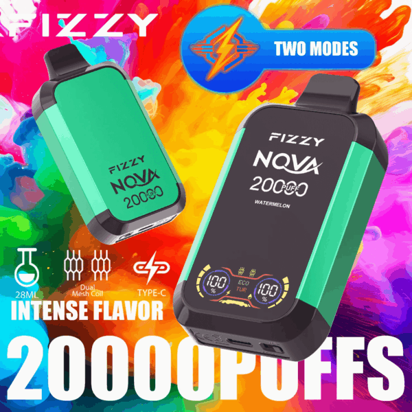 Buy fizzy Nova 20000 Vape – 28mL | 20,000 Puffs | Mesh Coil | Type-C Fast Charging | 2% 5% Nicotine Salt | Sleek Design | 24 Flavor Options