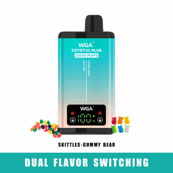 WGA 20000 Dual Flavor Vape | Crystal Pro Max Extra | 2-in-1 Switchable Taste | 650mAh Battery | 20K Puffs | Type-C Fast Charge | LED Screen | Mesh Coil | Disposable Vape | MTL Hit