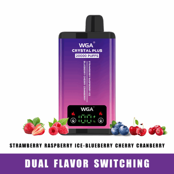 WGA 20000 Dual Flavor Vape | Crystal Pro Max Extra | 2-in-1 Switchable Taste | 650mAh Battery | 20K Puffs | Type-C Fast Charge | LED Screen | Mesh Coil | Disposable Vape | MTL Hit