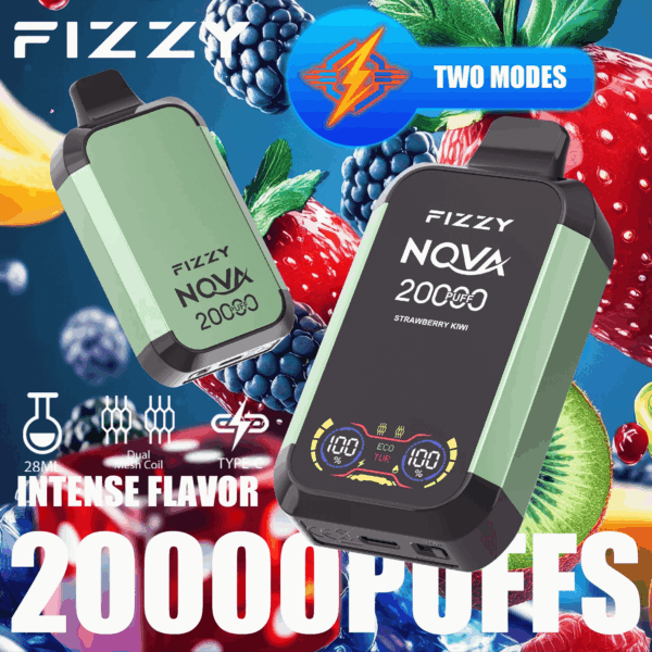 Buy fizzy Nova 20000 Vape – 28mL | 20,000 Puffs | Mesh Coil | Type-C Fast Charging | 2% 5% Nicotine Salt | Sleek Design | 24 Flavor Options