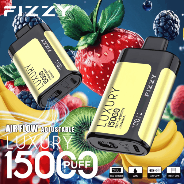 fizzy Luxury 15000 Disposable Vape | 15K Puffs | 22mL E-liquid | Mesh Coil | 2%/5% Nicotine | 650mAh Type-C Recharge | 12 Flavors