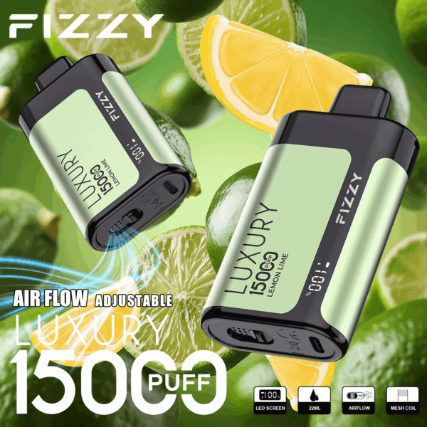 fizzy Luxury 15000 Disposable Vape | 15K Puffs | 22mL E-liquid | Mesh Coil | 2%/5% Nicotine | 650mAh Type-C Recharge | 12 Flavors