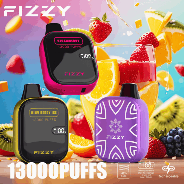 Buy fizzy Boom 13000 Vape – 21mL | 13,000 Puffs | Mesh Coil | Compact Size | Metal Paint Finish | LCD Display | 2% 5% Nicotine Strength