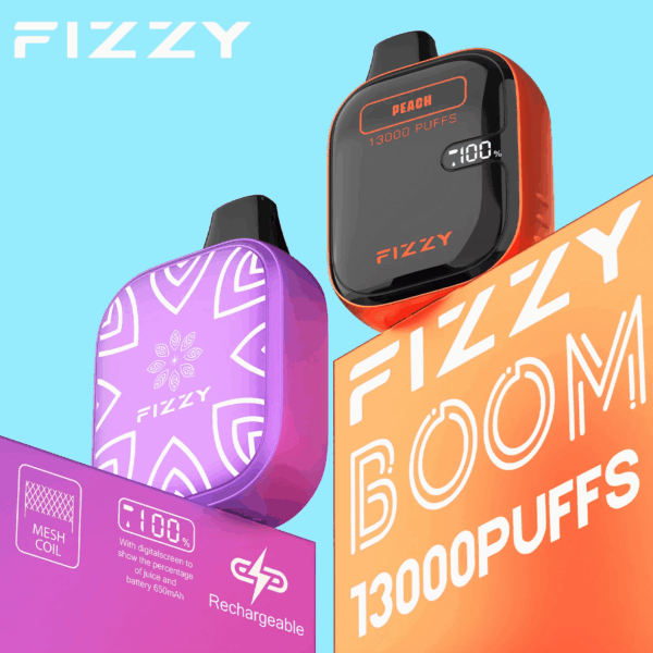 Buy fizzy Boom 13000 Vape – 21mL | 13,000 Puffs | Mesh Coil | Compact Size | Metal Paint Finish | LCD Display | 2% 5% Nicotine Strength