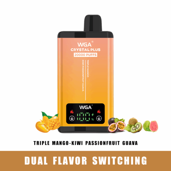 WGA 20000 Dual Flavor Vape | Crystal Pro Max Extra | 2-in-1 Switchable Taste | 650mAh Battery | 20K Puffs | Type-C Fast Charge | LED Screen | Mesh Coil | Disposable Vape | MTL Hit