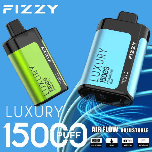 fizzy Luxury 15000 Disposable Vape | 15K Puffs | 22mL E-liquid | Mesh Coil | 2%/5% Nicotine | 650mAh Type-C Recharge | 12 Flavors