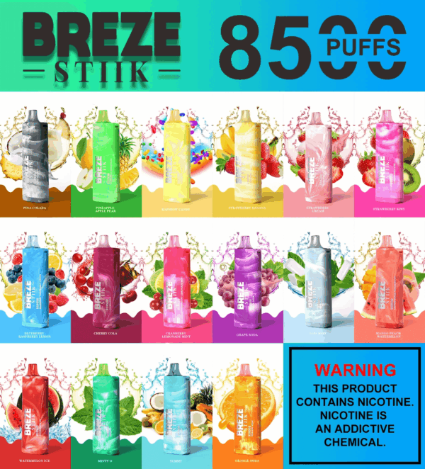 Buy BS BS8500 Vape | 8500 Puffs | Mesh Coil | 2% 5% Nicotine Salt | 600mAh Battery | 17mL E-liquid | USB-C Fast Charging | Breze Stiik