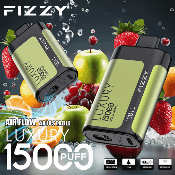 fizzy Luxury 15000 Disposable Vape | 15K Puffs | 22mL E-liquid | Mesh Coil | 2%/5% Nicotine | 650mAh Type-C Recharge | 12 Flavors