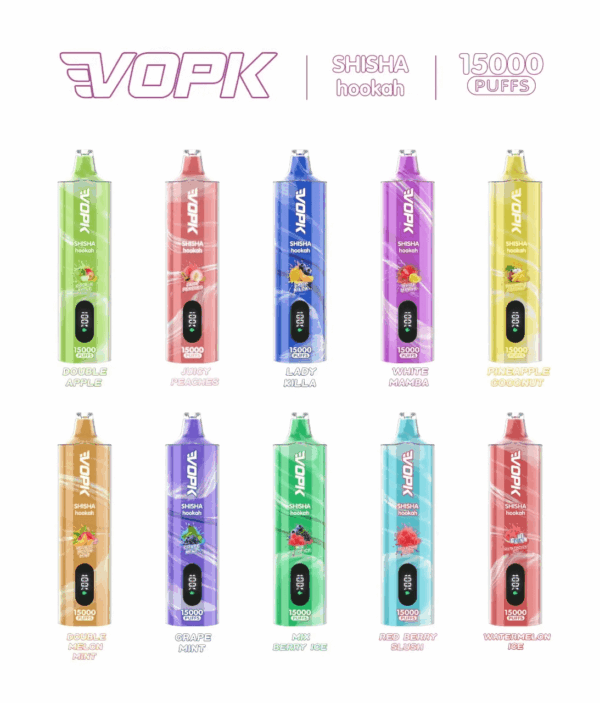 Buy VOPK Shisha-Hookah 15000 Vape | 15K Puffs | Pre-filled 20mL Tank | 0%-5% Nicotine Options | 600mAh Battery | Mesh Coil Technology | Shisha Flavors | Direct-to-Lung (DTL) Design | Type-C Charging