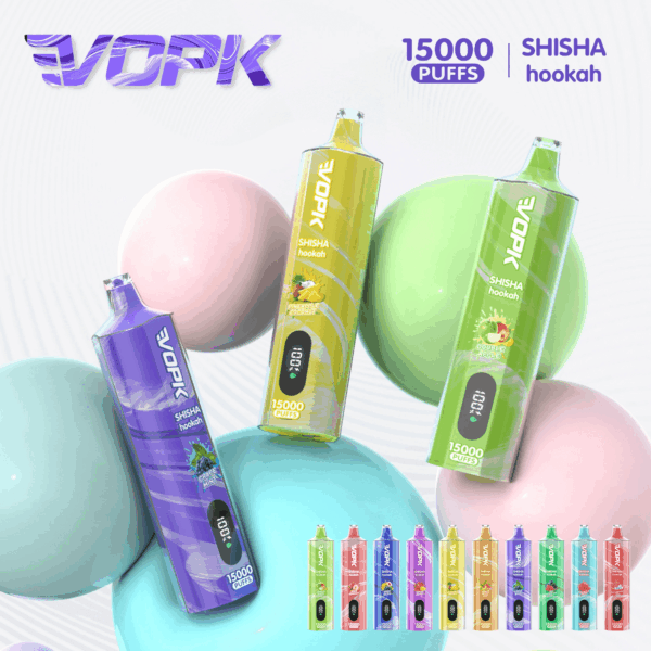 Buy VOPK Shisha-Hookah 15000 Vape | 15K Puffs | Pre-filled 20mL Tank | 0%-5% Nicotine Options | 600mAh Battery | Mesh Coil Technology | Shisha Flavors | Direct-to-Lung (DTL) Design | Type-C Charging
