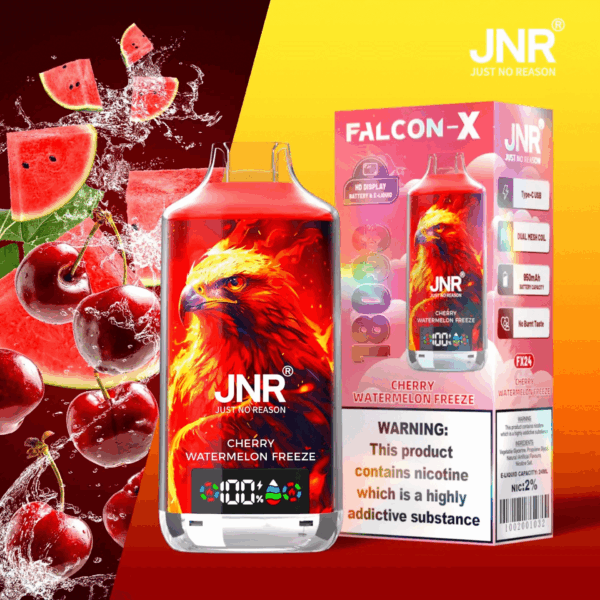 Buy JNR FALCON X 18000 Vape | 18K Puffs | 2% Nicotine | 950mAh Battery | 24ml E-Liquid | Dual Mesh Coil | Digital Display | Adjustable Airflow