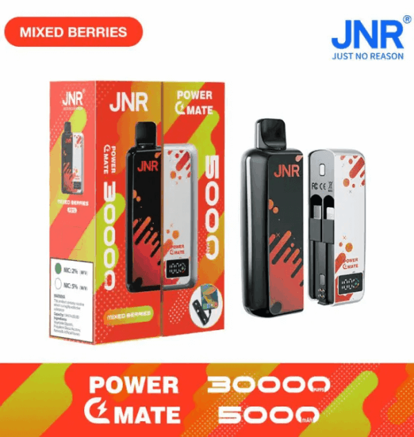 Buy JNR Power Mate 30000 Vape | 30K Puffs | 2% Nicotine | Built-in 5000mAh Power Bank | 19ml Capacity | Dual Mesh Coil | Smart Display | Type-C Charging