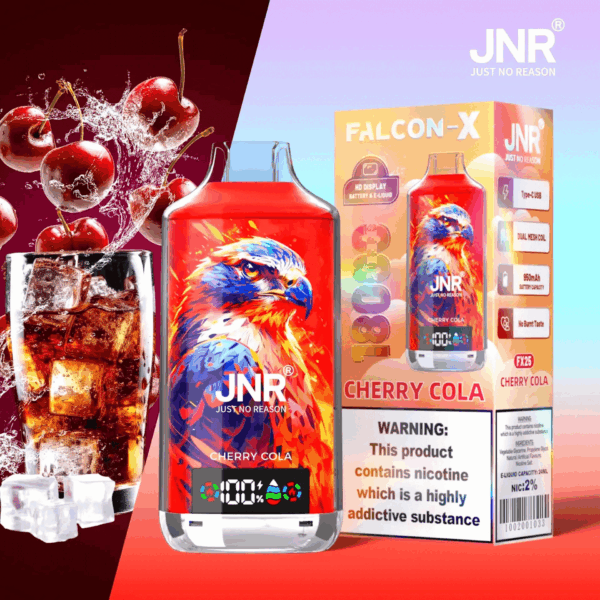 Buy JNR FALCON X 18000 Vape | 18K Puffs | 2% Nicotine | 950mAh Battery | 24ml E-Liquid | Dual Mesh Coil | Digital Display | Adjustable Airflow