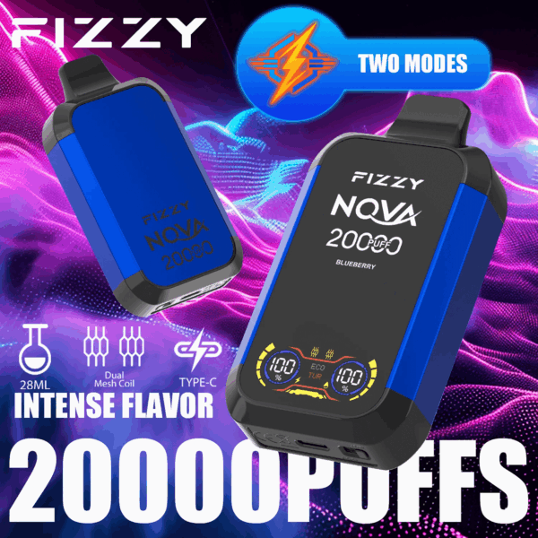Buy fizzy Nova 20000 Vape – 28mL | 20,000 Puffs | Mesh Coil | Type-C Fast Charging | 2% 5% Nicotine Salt | Sleek Design | 24 Flavor Options