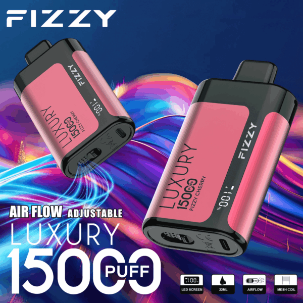 fizzy Luxury 15000 Disposable Vape | 15K Puffs | 22mL E-liquid | Mesh Coil | 2%/5% Nicotine | 650mAh Type-C Recharge | 12 Flavors
