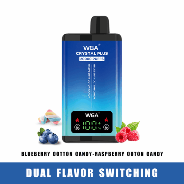 WGA 20000 Dual Flavor Vape | Crystal Pro Max Extra | 2-in-1 Switchable Taste | 650mAh Battery | 20K Puffs | Type-C Fast Charge | LED Screen | Mesh Coil | Disposable Vape | MTL Hit