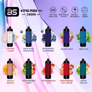 BS Kingmax Pro 18000 | Breze Stiik Vape | 24ml E-liquid | 18000 Puffs | Mesh Coil | 600mAh Battery | Type-C Charging | LED Display | Adjustable Airflow | 0% 1% 2% Nicotine