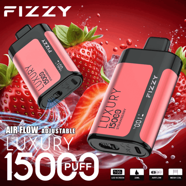 fizzy Luxury 15000 Disposable Vape | 15K Puffs | 22mL E-liquid | Mesh Coil | 2%/5% Nicotine | 650mAh Type-C Recharge | 12 Flavors