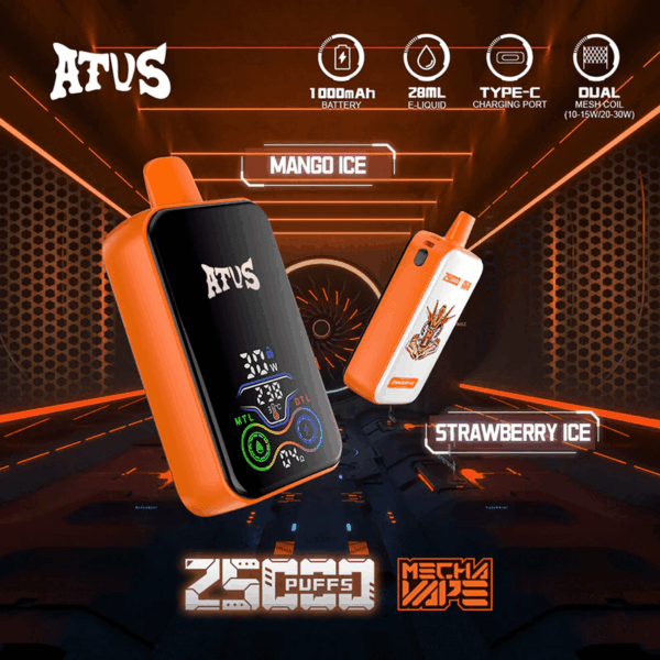 ATVS Vape 25000 Puffs | 2% 5% Nicotine Salt | Dual Mesh Coil | Adjustable 0.4Ω/0.8Ω | Type-C Fast Charge | Big Clouds | Smooth Flavor | Digital Display | 28ml Tank | Long-Lasting Battery | Rechargeable Disposable | Premium Taste | Compact Body | No Leak Design | 1000mAh Battery | DTL MTL Vape | 20 Fruity Flavors | Mesh Technology | Puff Tracker | Reusable Device